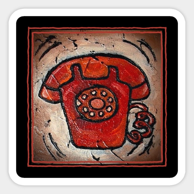 Retro Red Dial Phone Sticker by ArtisticEnvironments